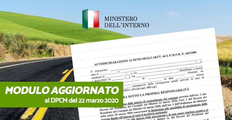 Autodichiarazione spostamenti: il modello aggiornato al DPCM del 22 marzo 2020