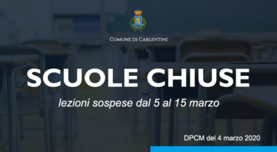 CORONAVIRUS: scuole chiuse dal 5 al 15 marzo 2020