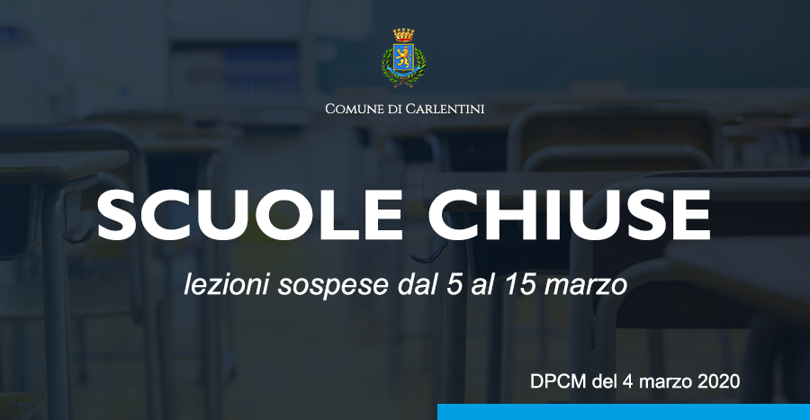 CORONAVIRUS: scuole chiuse dal 5 al 15 marzo 2020