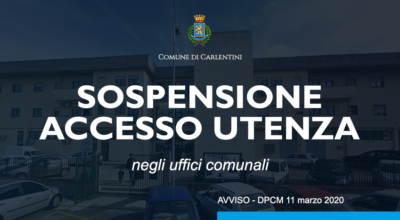 Sospensione accesso utenza negli uffici comunali