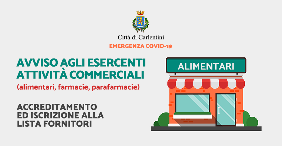 Alimentari, farmacie, parafarmacie: avviso accreditamento forniture