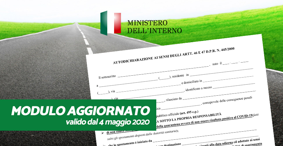 Autodichiarazione spostamenti: il modello valido dal 4 maggio 2020