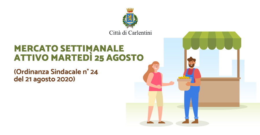 Mercato settimanale: attivo martedì 25 agosto 2020