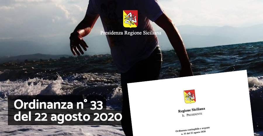 Presidenza della Regione: Ordinanza contingibile e urgente n° 33 del 22 agosto 2020