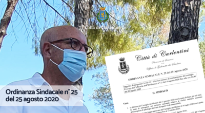 Ordinanza Sindacale n° 25 del 25 agosto 2020 (Proroga fino al 31 agosto dell’Ordinanza Sindacale n° 21)