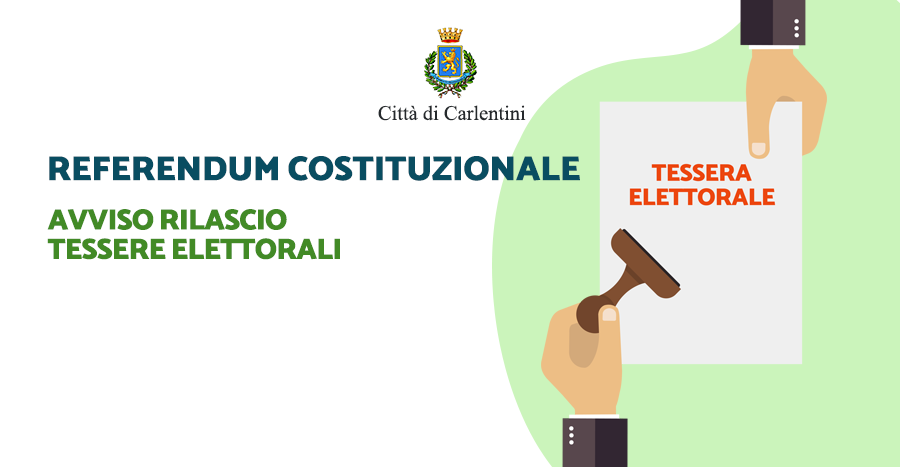 Referendum Costituzionale: avviso rilascio tessere elettorali