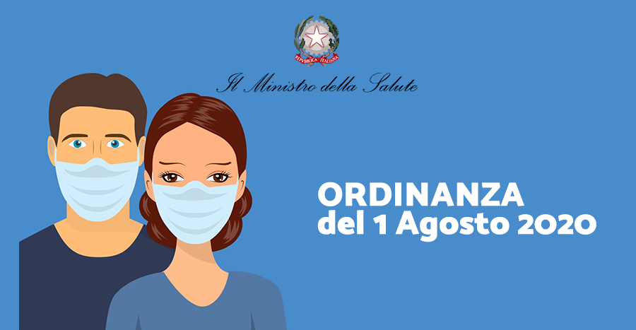 Ministero della Salute: Ordinanza dell’1 Agosto 2020