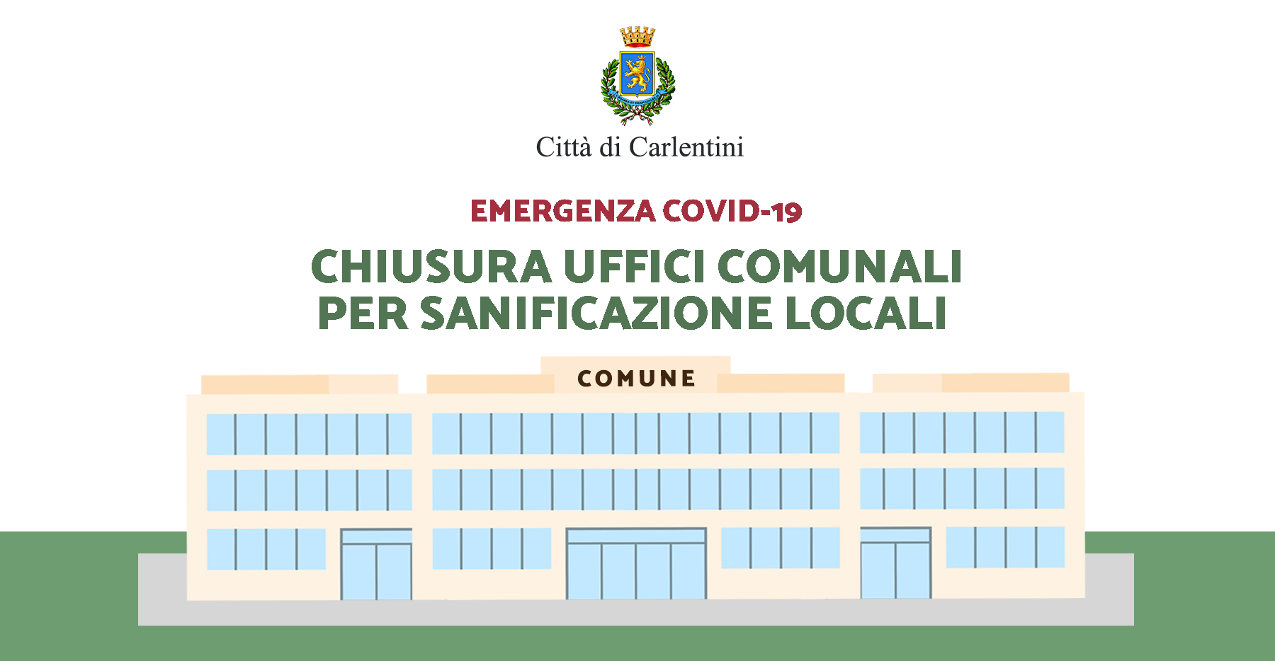 Chiusura uffici comunali per sanificazione locali