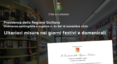 Presidenza della Regione: Ordinanza contingibile e urgente n° 62 del 19 novembre 2020