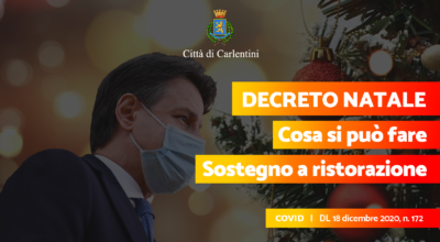 Decreto Natale: le misure restrittive e i contributi alle attività di ristorazione (D.L. n. 172, 18 dicembre 2020)