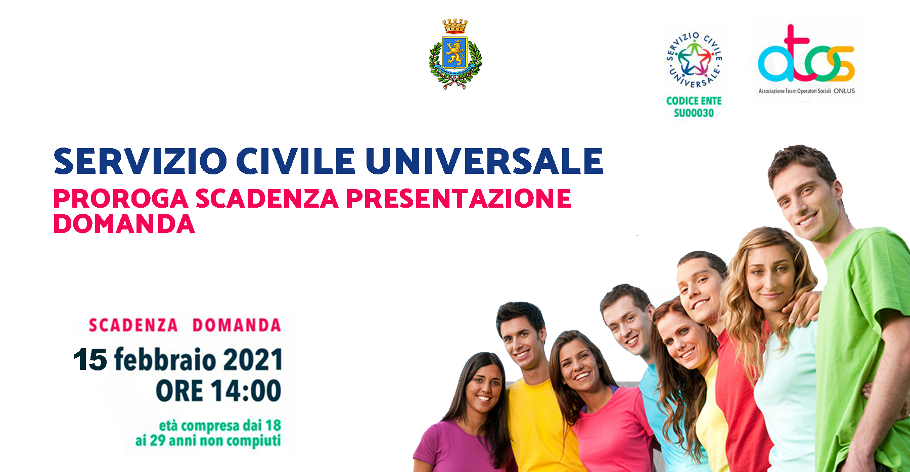 Servizio Civile Universale: proroga scadenza domanda partecipazione