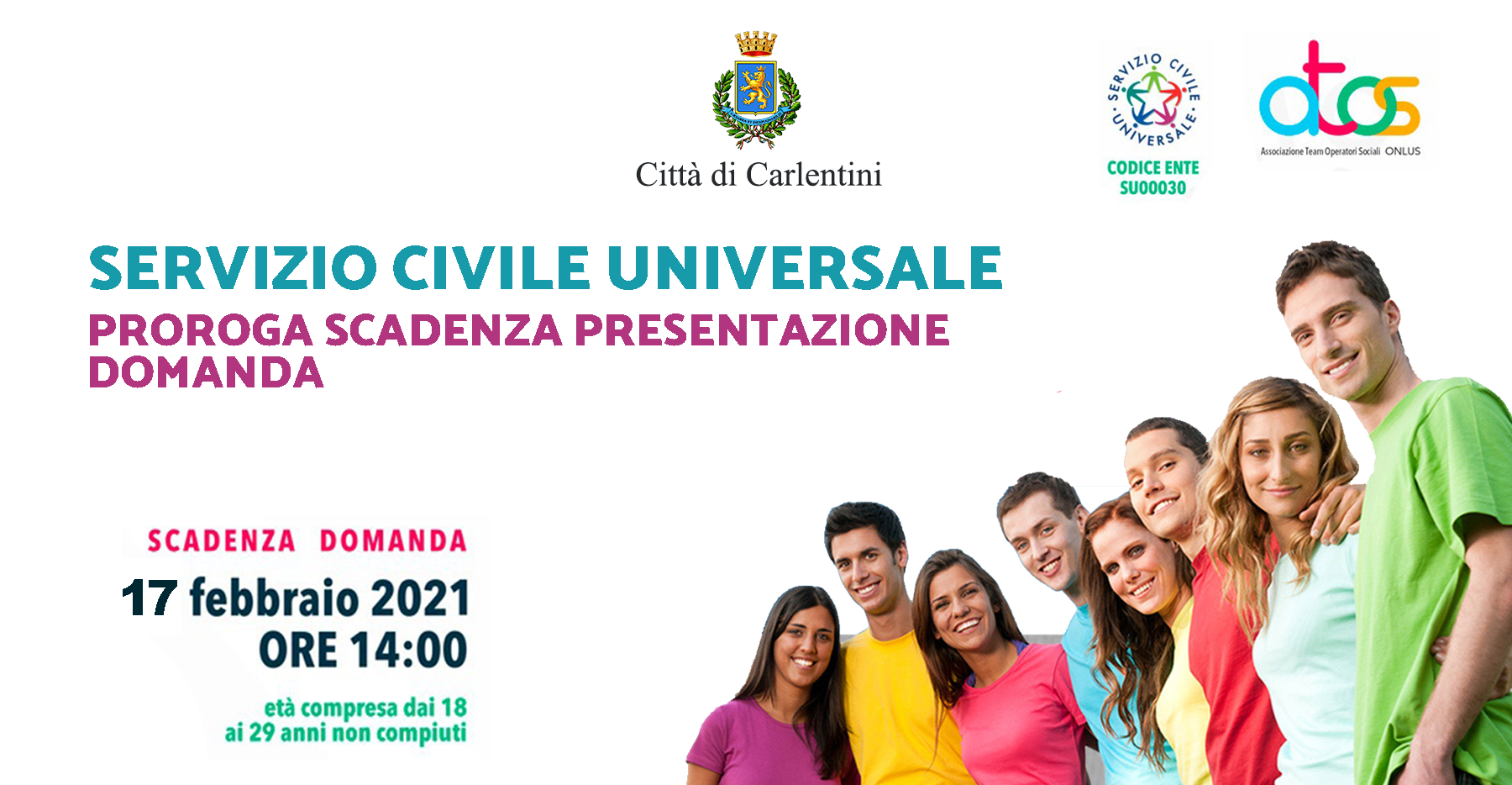 Servizio Civile Universale: ulteriore proroga scadenza domanda partecipazione