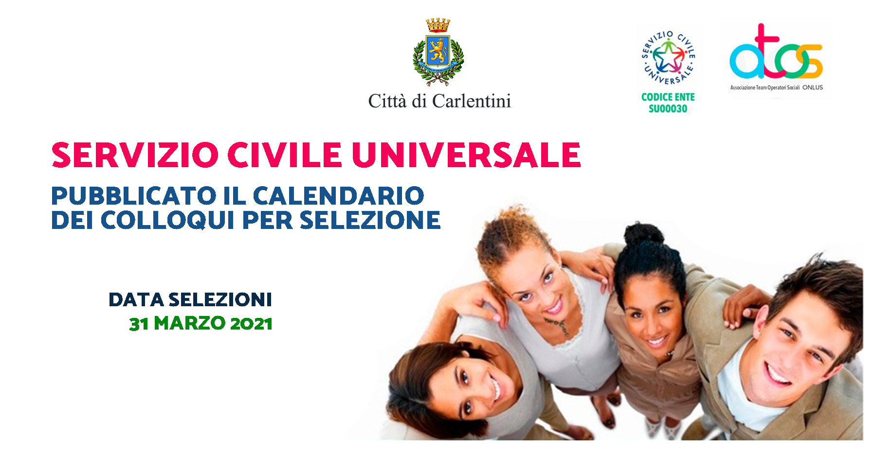 Servizio Civile Universale: pubblicato il calendario dei colloqui di selezione