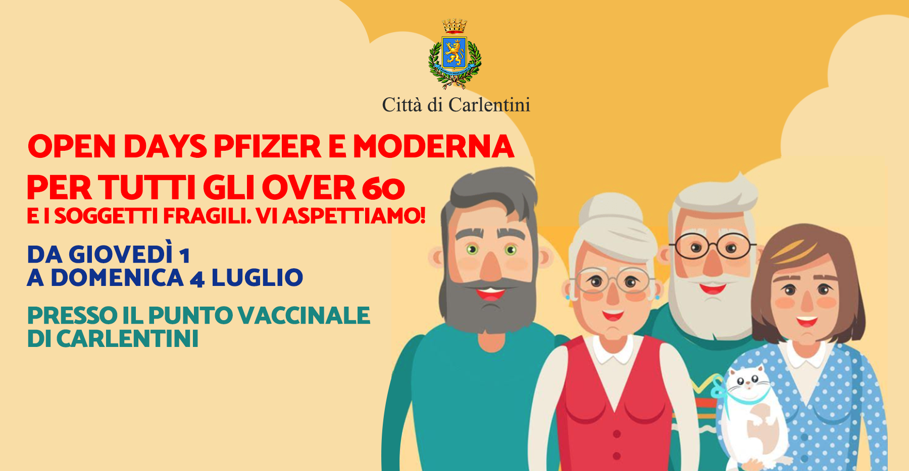 Campagna vaccinale: Open Days “Pfizer e Moderna” per Over-60 e fragili, da giovedì 1 a domenica 4 luglio