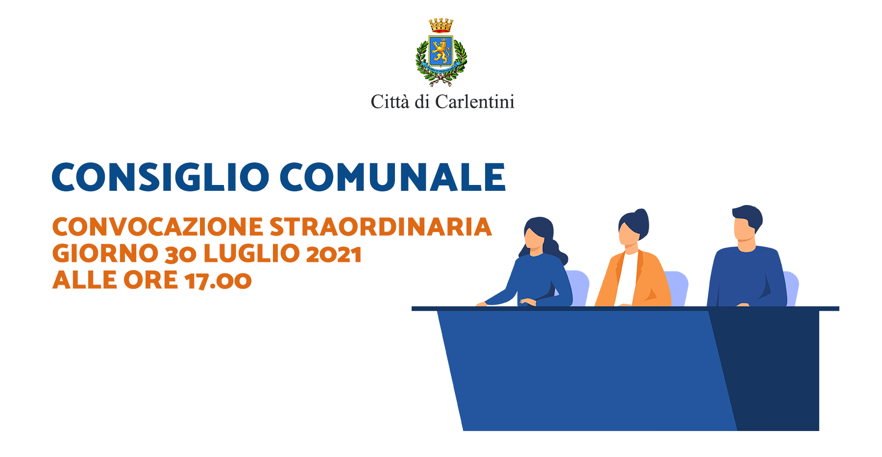 Consiglio Comunale: convocazione straordinaria per venerdì 30 luglio, ore 17.00