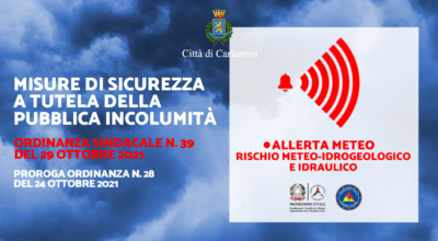 Allerta meteo: Ordinanza Sindacale n. 39 del 29 ottobre 2021, di misure precauzionali di Protezione Civile