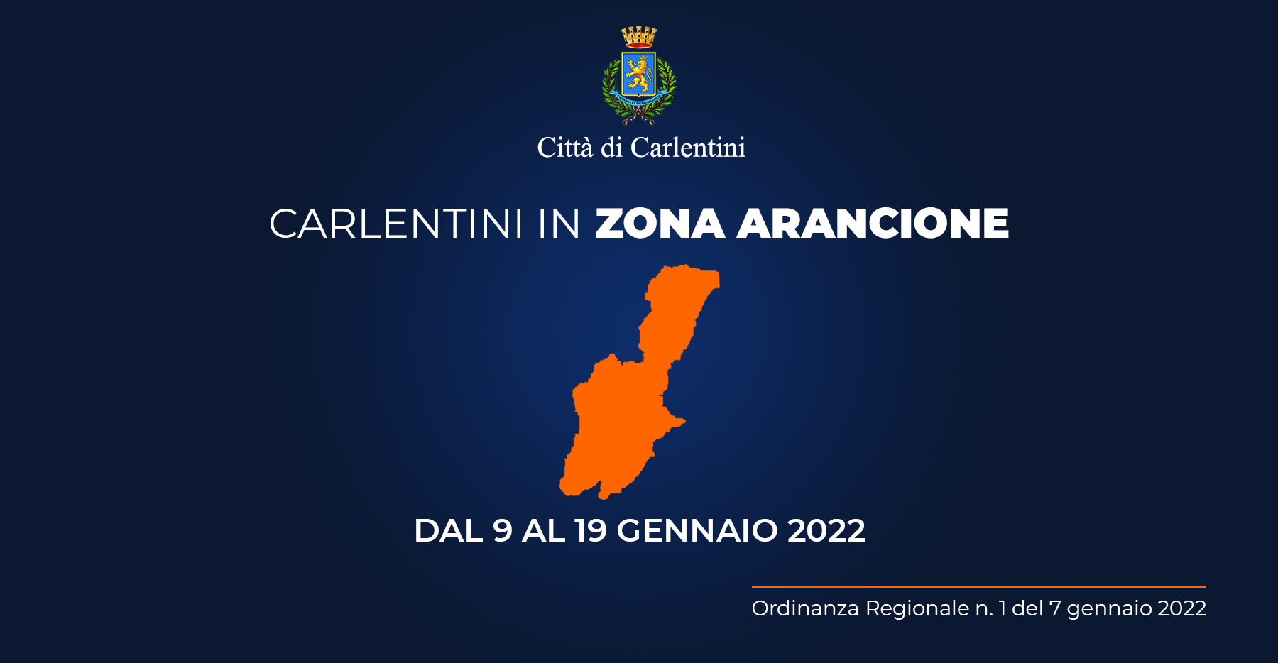 Carlentini “Zona Arancione”: Ordinanza Regionale n. 1 del 7 gennaio 2022