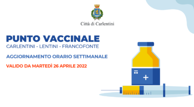 Punto vaccinale: aggiornamento orario settimanale, a partire da martedì 26 aprile.