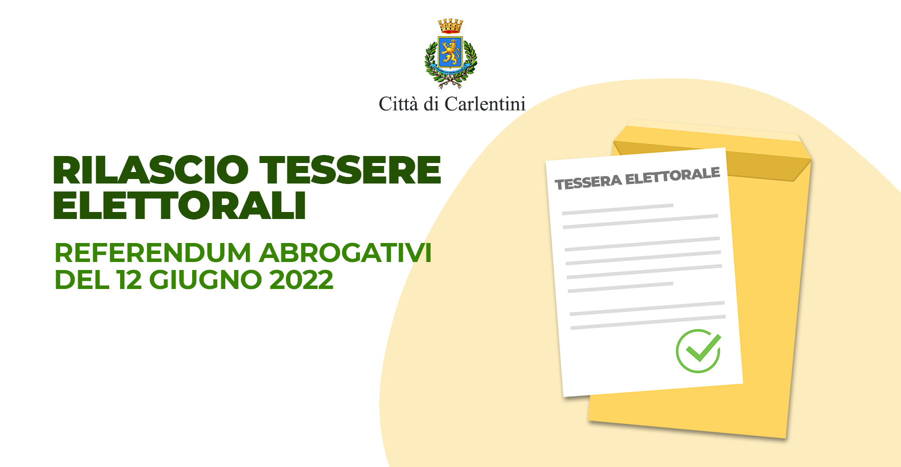 Referendum abrogativi di domenica 12 giugno: rilascio tessere elettorali