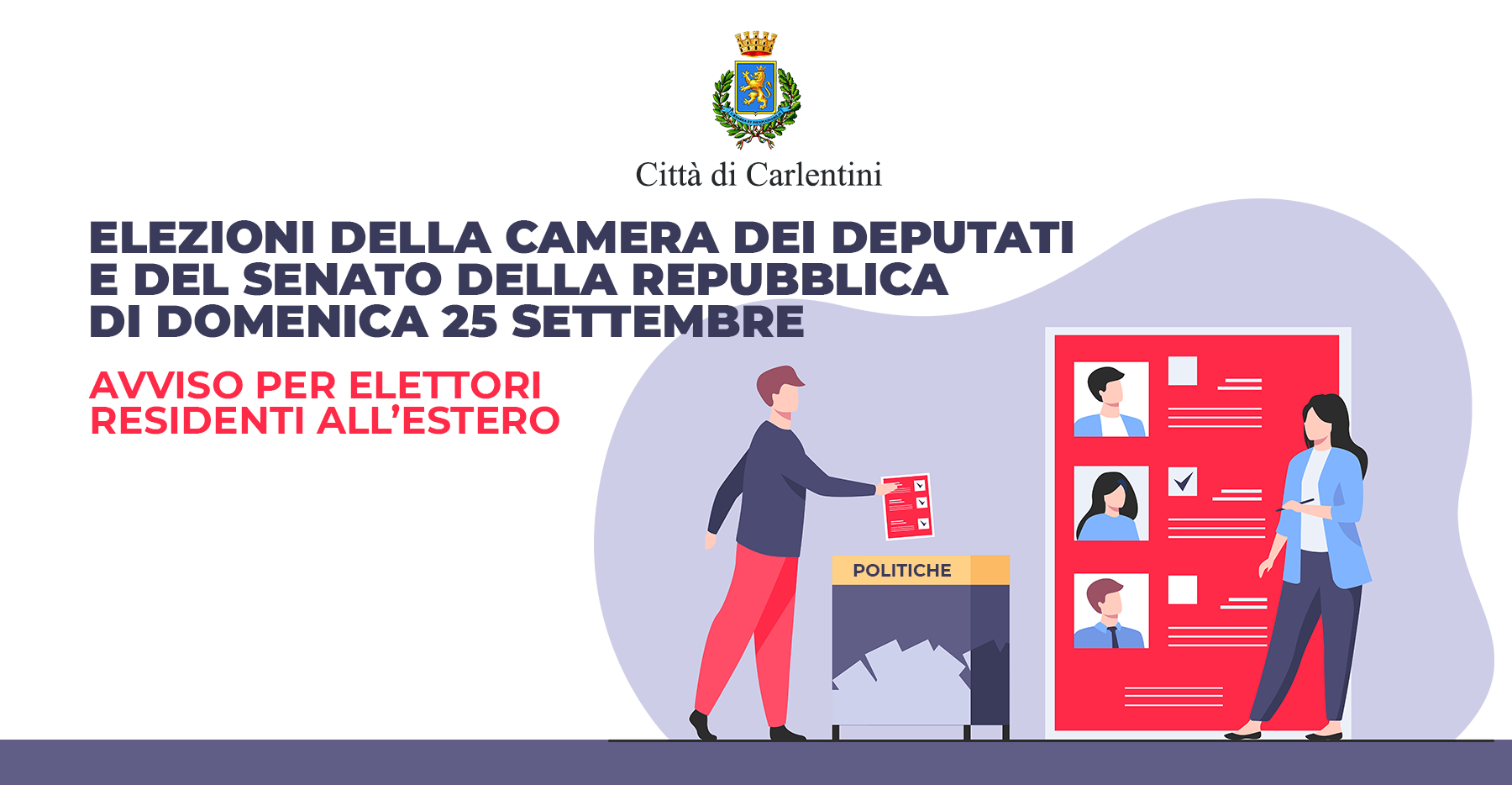 Elezioni Politiche del 25 settembre 2022: avviso per gli elettori residenti all’estero