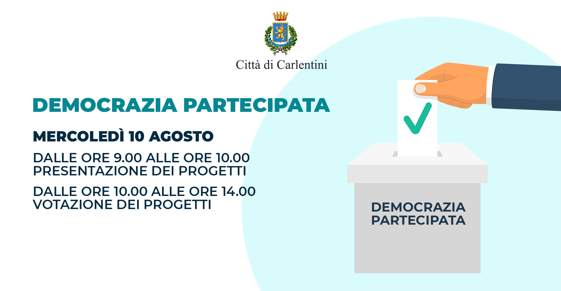 Democrazia partecipata: avviso pubblico per la valutazione e scelta dei progetti