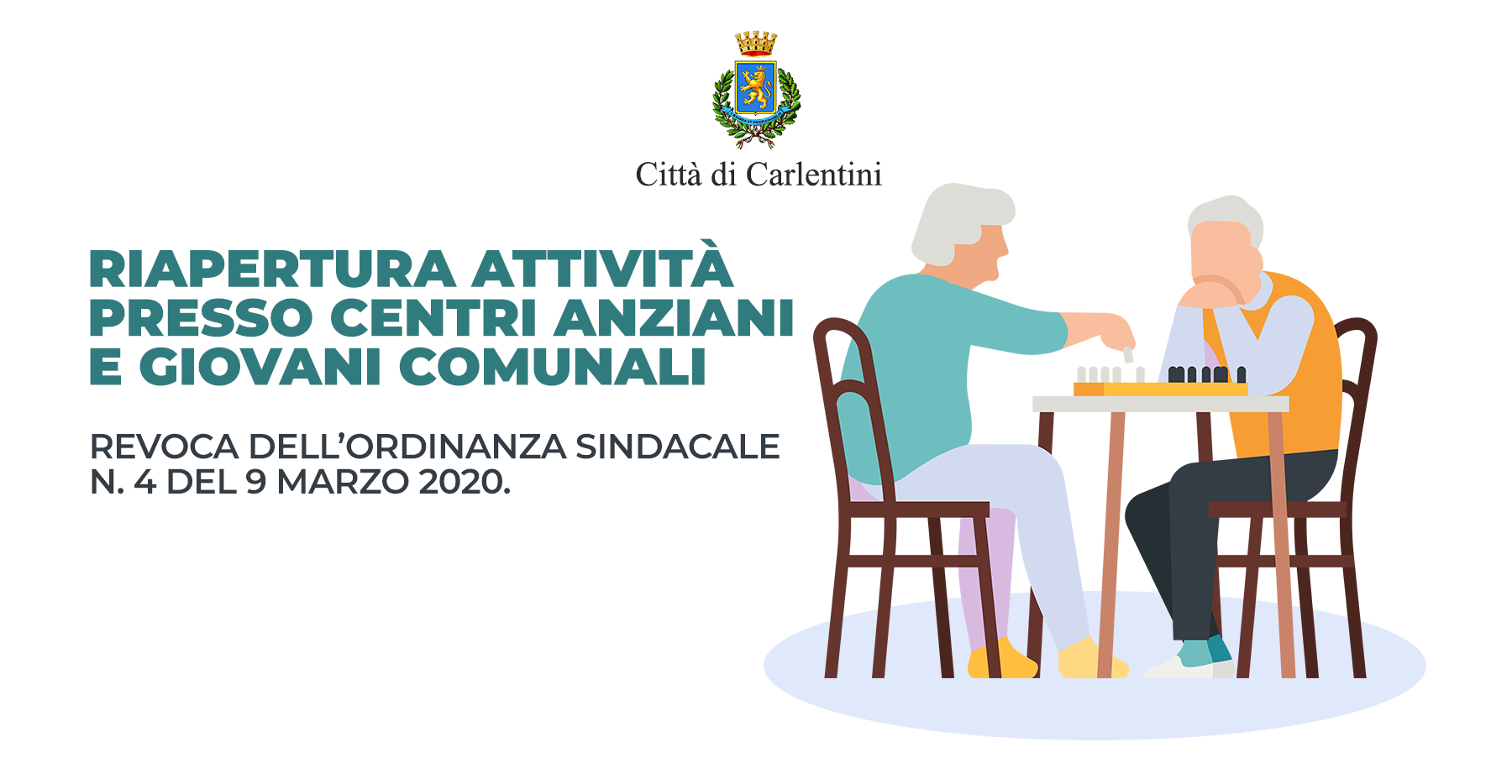 Riapertura attività centri anziani e giovani comunali: revoca ordinanza sindacale n. 4 del 9 marzo 2020