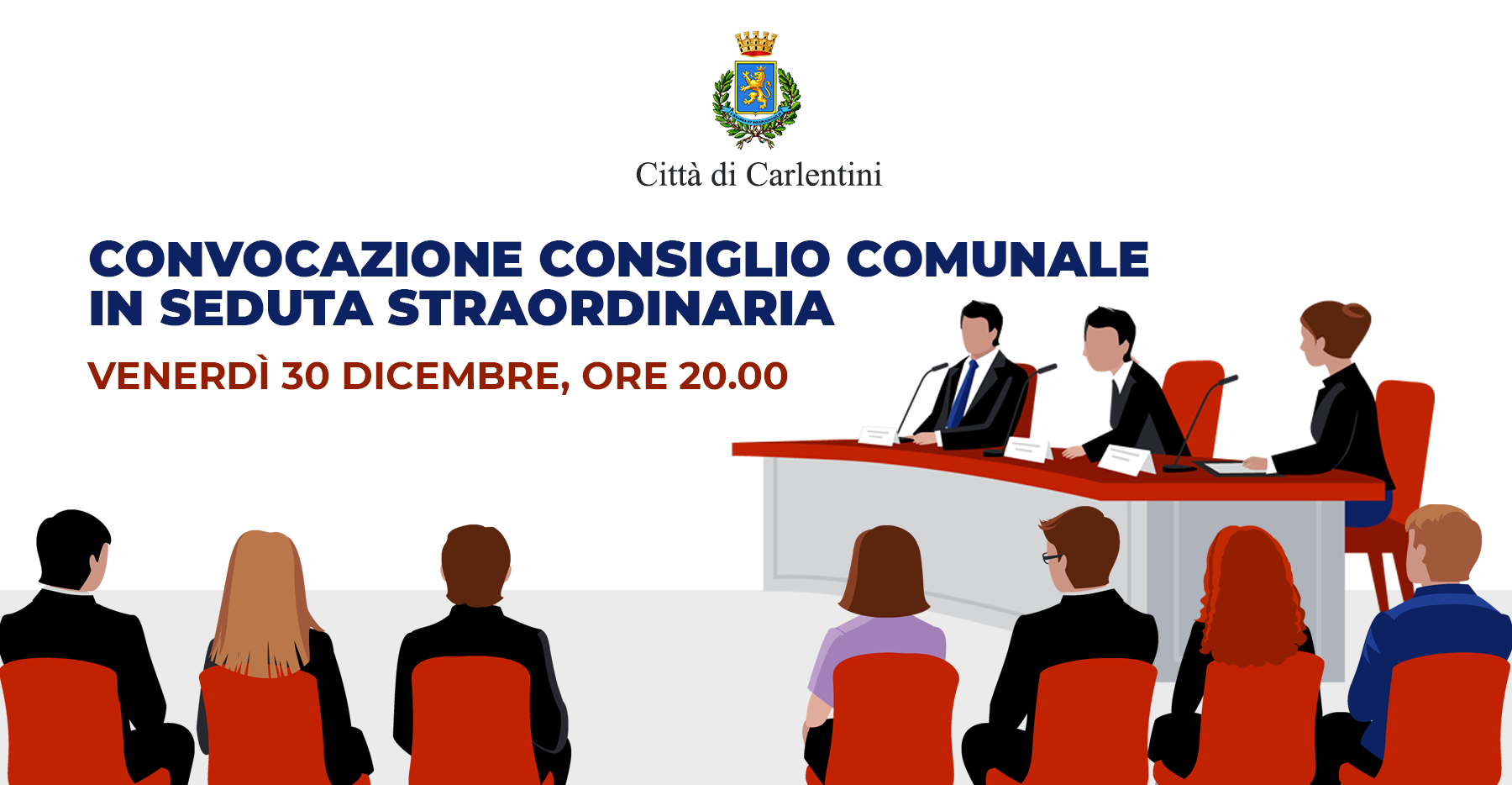 Consiglio Comunale: convocazione per venerdì 30 dicembre, ore 20.00