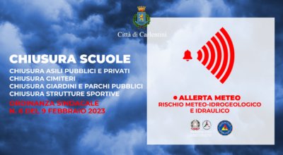 Allerta meteo: scuole e luoghi pubblici chiusi con Ordinanza Sindacale n. 6 del 9 febbraio 2023