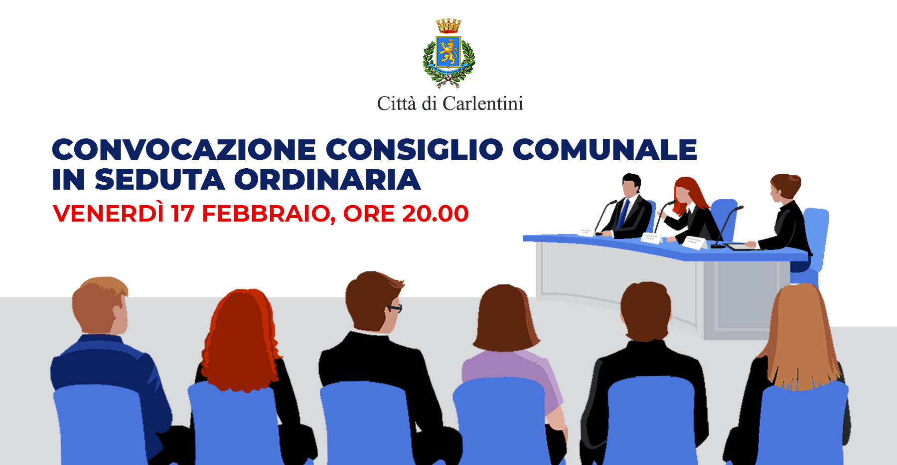 Consiglio Comunale: convocazione in seduta ordinaria per venerdì 17 febbraio, ore 20.00