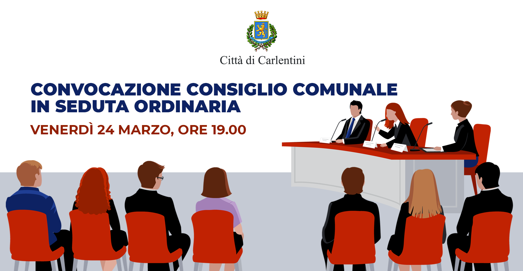 Consiglio Comunale: convocazione in seduta ordinaria per venerdì 24 marzo 2023