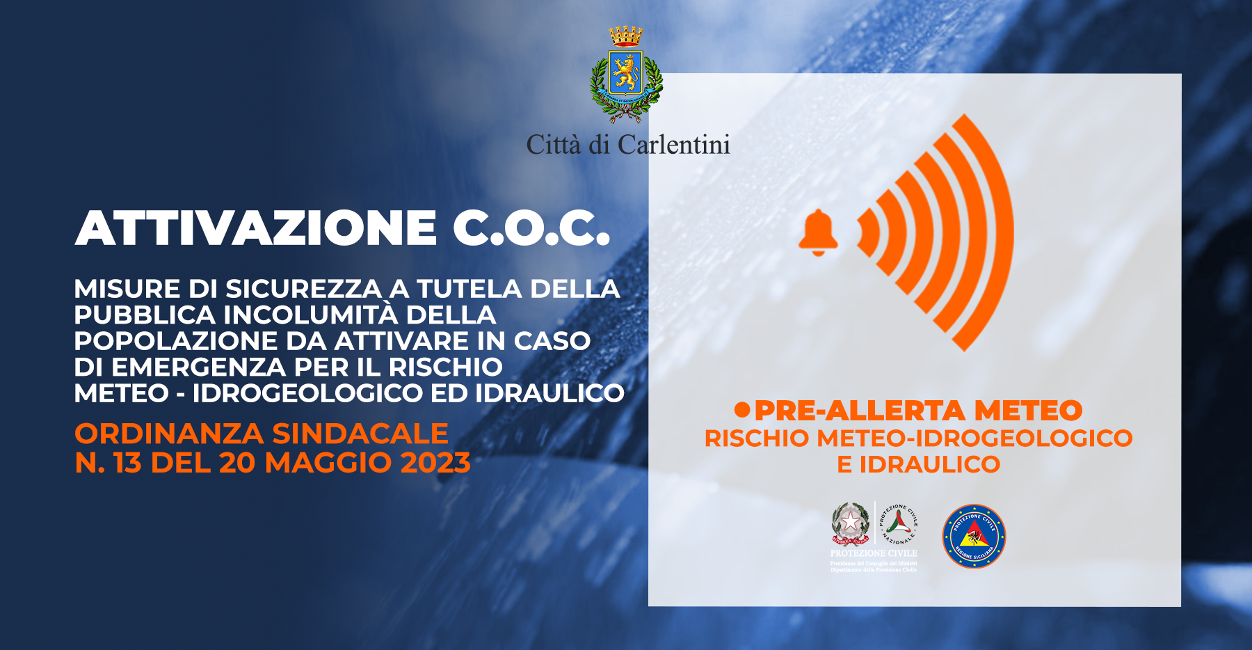 Condi-meteo avverse: attivazione del Centro Operativo Comunale di Protezione Civile