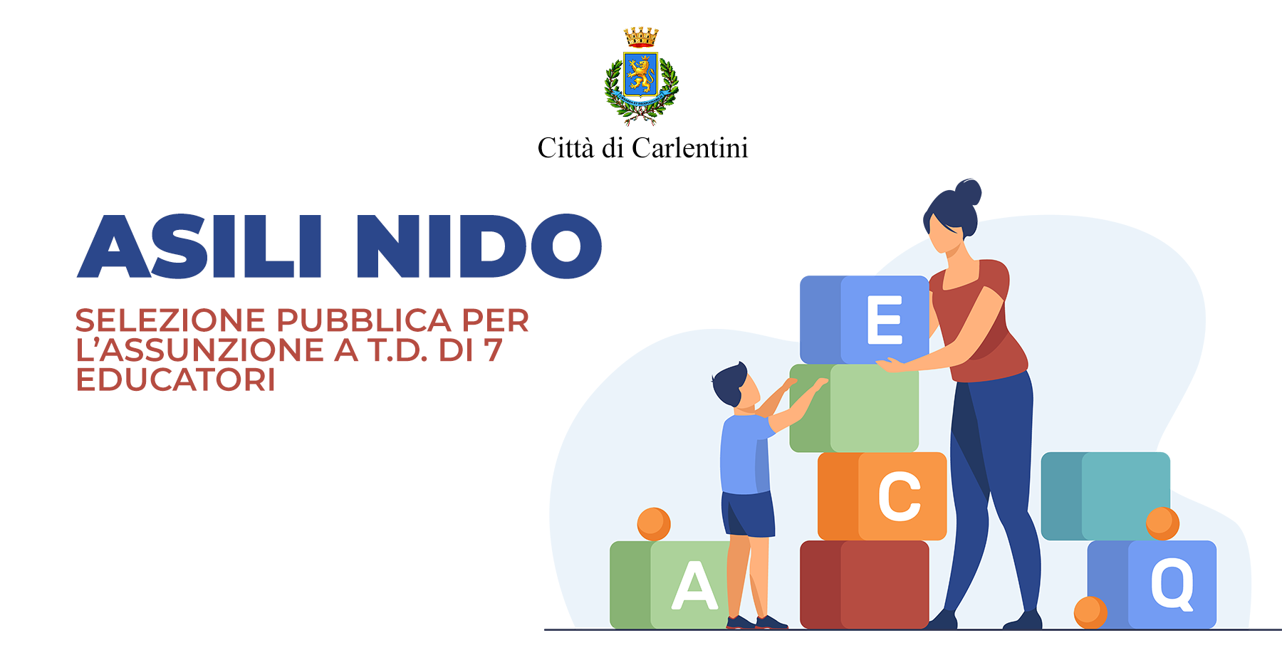 Asili nido: selezione pubblica per l’assunzione a T.D. e Part-Time di 7 educatori