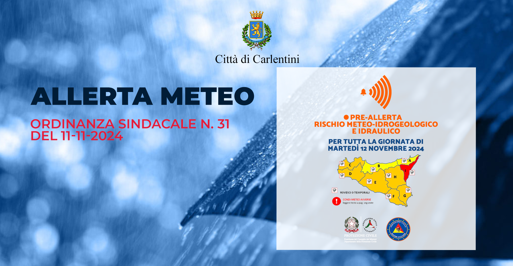 Allerta meteo: Ordinanza Sindacale n. 31 del 11-11-2024